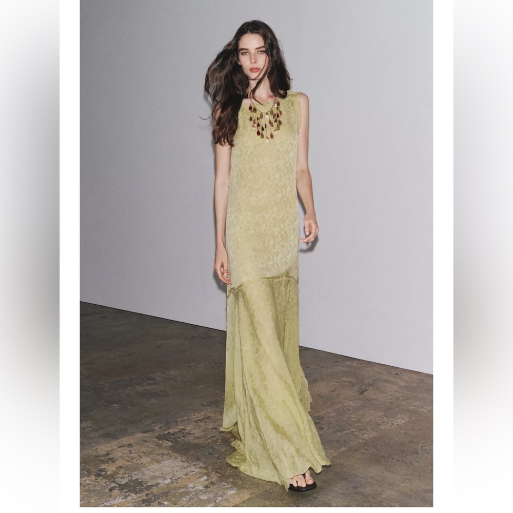 Zara JACQUARD LONG DRESS ZW COLLECTION 7521/048/526